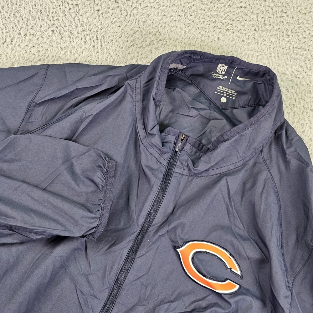 Chicago Bears Jacket Mens Large Navy Orange NFL Football Nike On Field Pullover